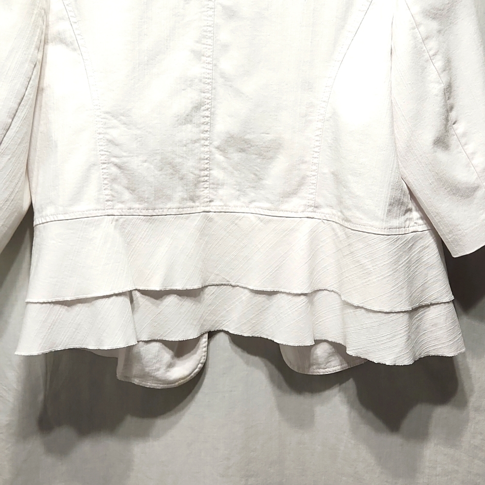 White Open Jacket with Ruffle - Picture 3 of 6